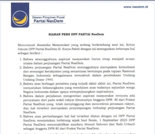 Ahmad Sahroni dan Nafa Urbach Dicopot dari DPR, Ini Pernyataan Resmi DPP NasDem