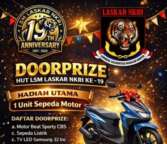 HUT ke-19 Laskar NKRI Jadi Ajang Silaturahmi, Doorprize Berhadiah Motor Disiapkan