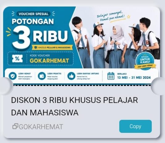 Cara Dapat Voucher GOKARHEMAT, Promo Diskon Rp3.000 untuk Pelajar dan Mahasiswa