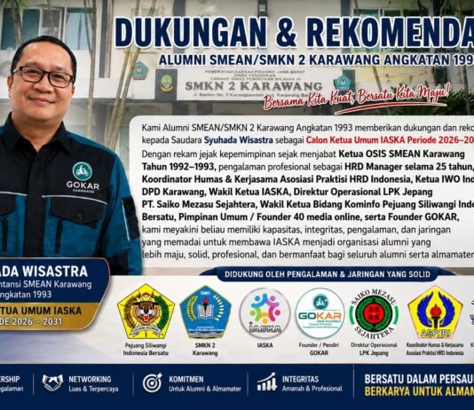 Alumni SMKN 2 Karawang Angkatan 1993 Deklarasikan Dukungan untuk Syuhada Wisastra sebagai Ketua Umum IASKA