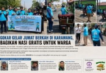 GOKAR Karawang Buktikan Kepedulian, Bagikan Nasi Gratis untuk Warga yang Membutuhkan