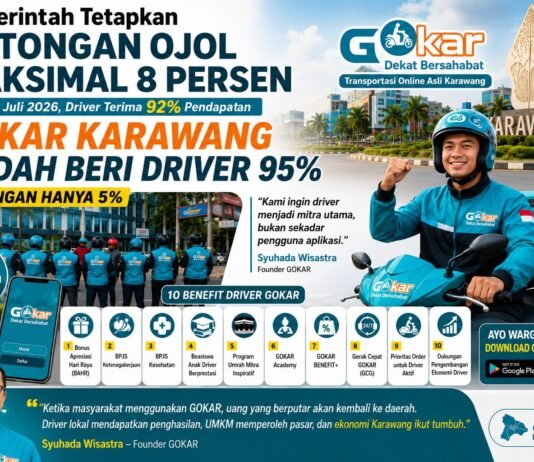 Mulai 1 Juli 2026 Driver Ojol Terima 92 Persen Tarif, GOKAR Karawang Sudah Berikan 95 Persen