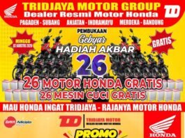 Promo Juli Tridjaya Motor Pagaden Subang: Diskon, DP Rp499 Ribu, dan Hadiah 26 Motor Honda