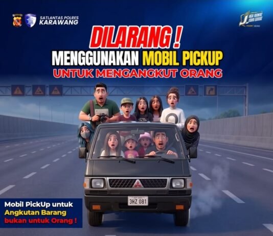 Polres Karawang Ingatkan Sanksi Bagi Mobil Pick Up Angkut Penumpang Ilegal
