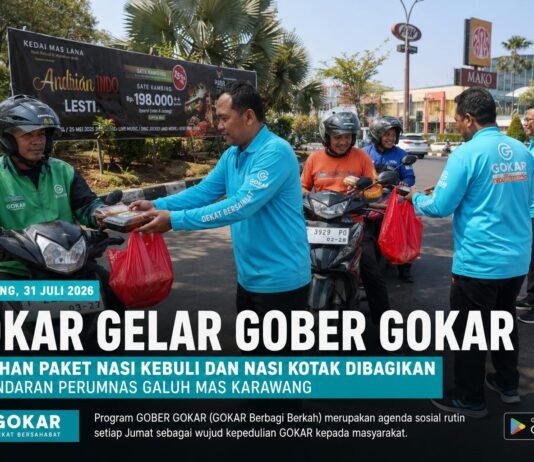 GOKAR Perkuat Kepedulian Sosial Lewat GOBER GOKAR, Bagikan Puluhan Paket Makanan Gratis