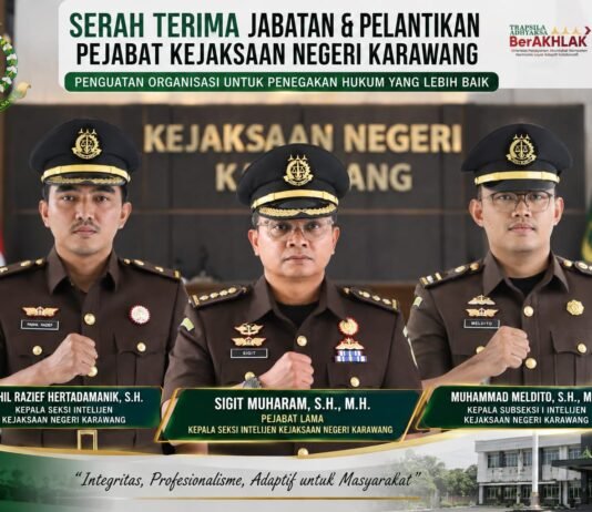 Sertijab dan Pelantikan Pejabat Kejari Karawang, Integritas Jadi Pesan Utama Dedy Irwan